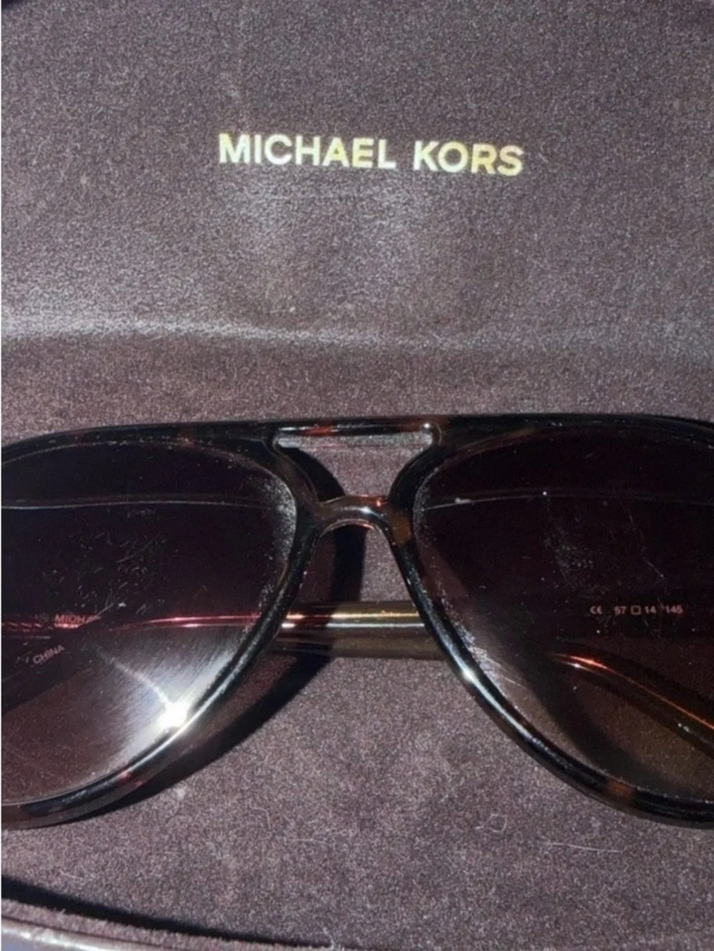 Michael Kors Caicos Brown Aviator Sunglasses. (Women)
